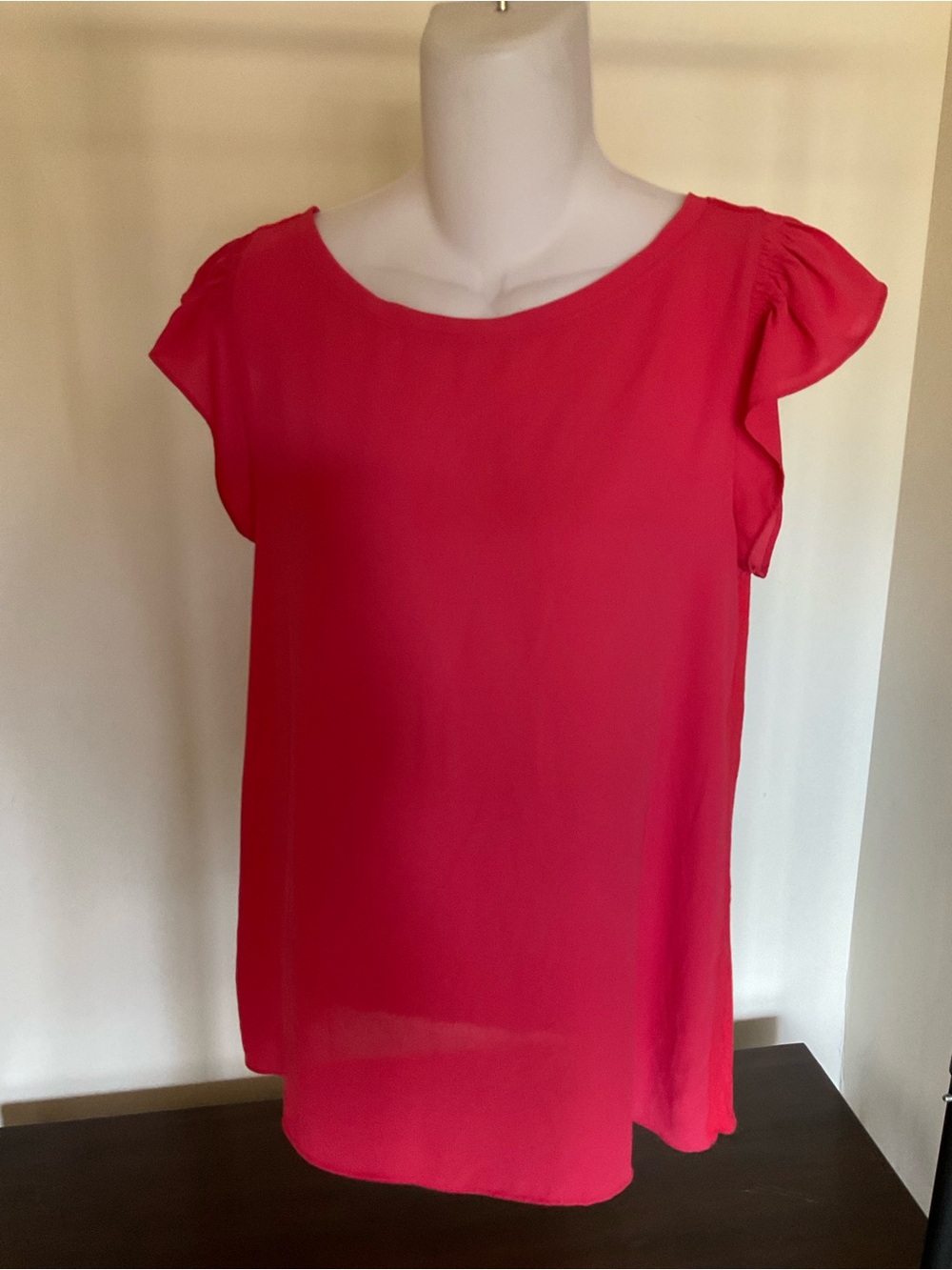 LOFT Pink Cap Sleeve Scoop Neck Blouse